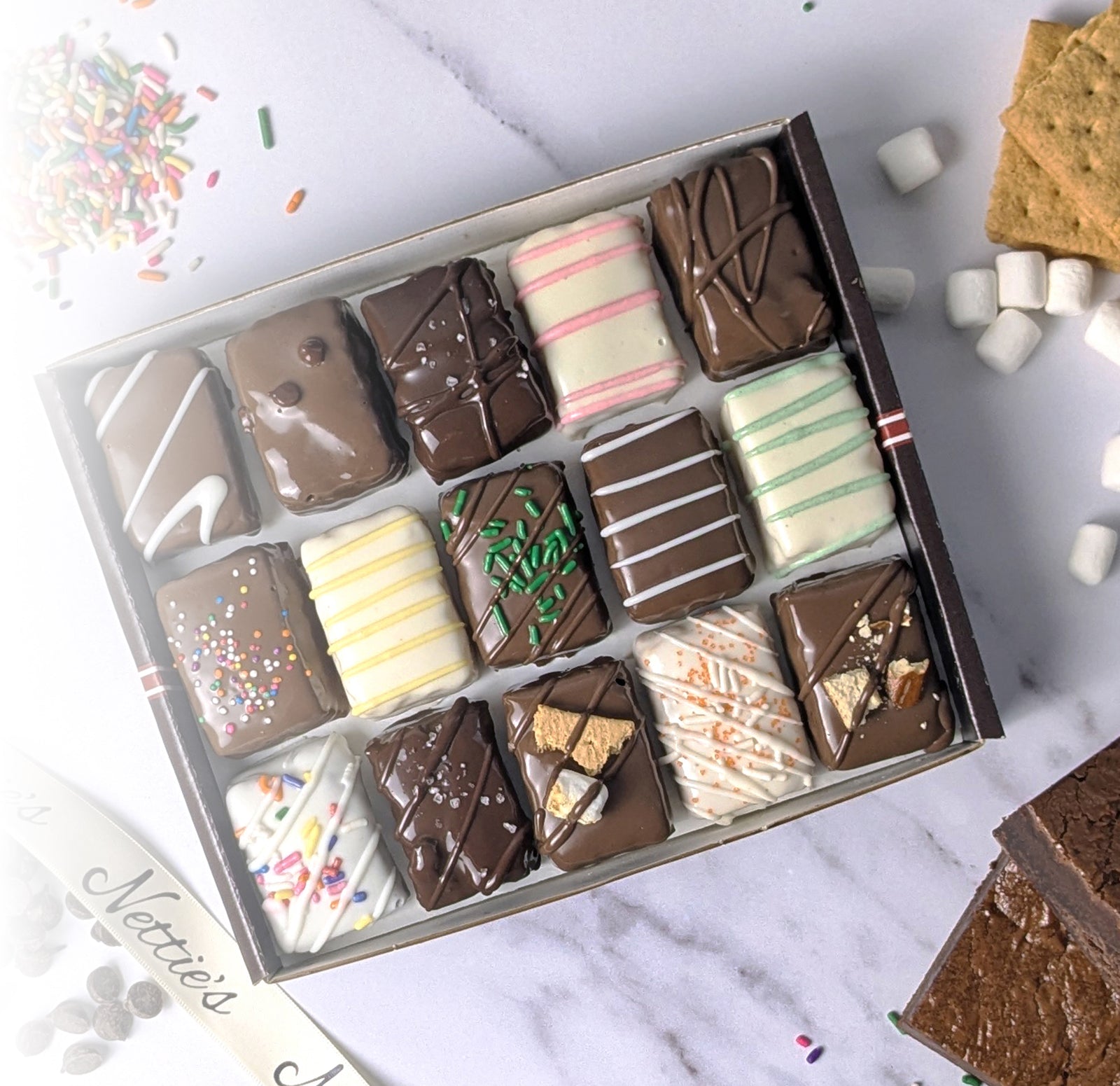 A gift box of Nettie's brownie bites