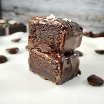 Dark chocolate covered brownie bites sprinkled with sea salt for gift shipped nationwide