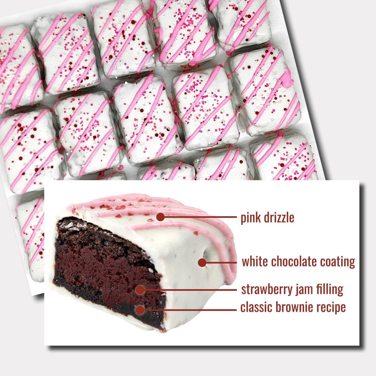 Strawberry Brownie Bites - Nettie's Craft Brownies